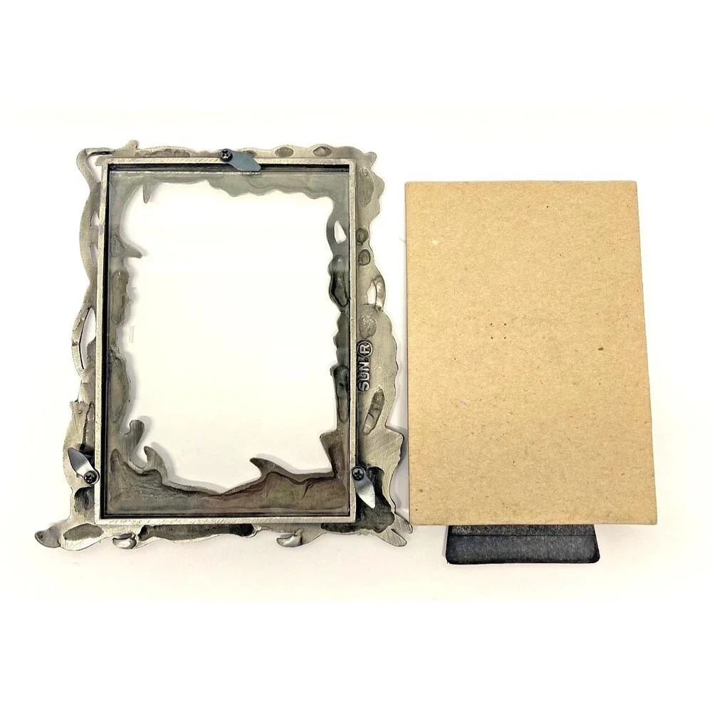 Vintage Dolphin Seascape - Sun Pewter Tone Rectangle 3.5x5 Picture Frame-Taiwan